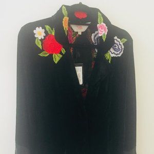 Black Velvet Jacket with Applique
